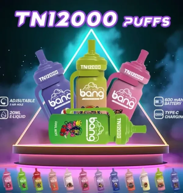 Bang Tn 12000 12k Puffs Disposable Vape 0% 2% 3% 5% Low Nicotine Disposable Vapes Pen Wholesale Rechargeable Bulk Buy