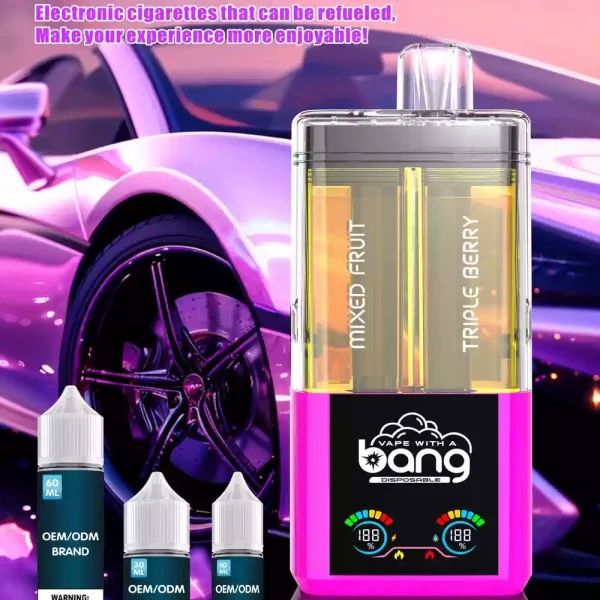 High-Quality BANG 12 Flavors B50K Disposable Vape with Display and Adjustable Voltage 550mAh Battery Mesh Coil 36ml Oil Capacity