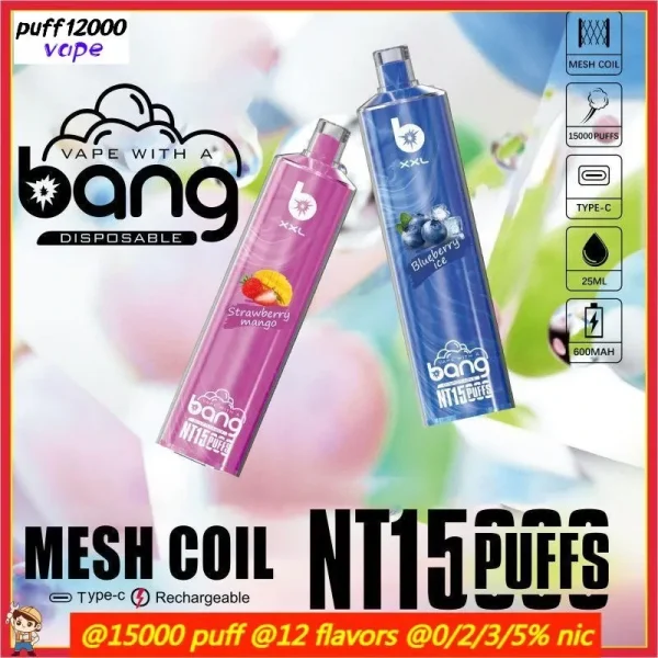 BANG TN 15000 XXL Puffs 0% 2% 3% 5% Low Nicotine Rechargeable Bulk Buy Disposable Vapes Pen Wholesale