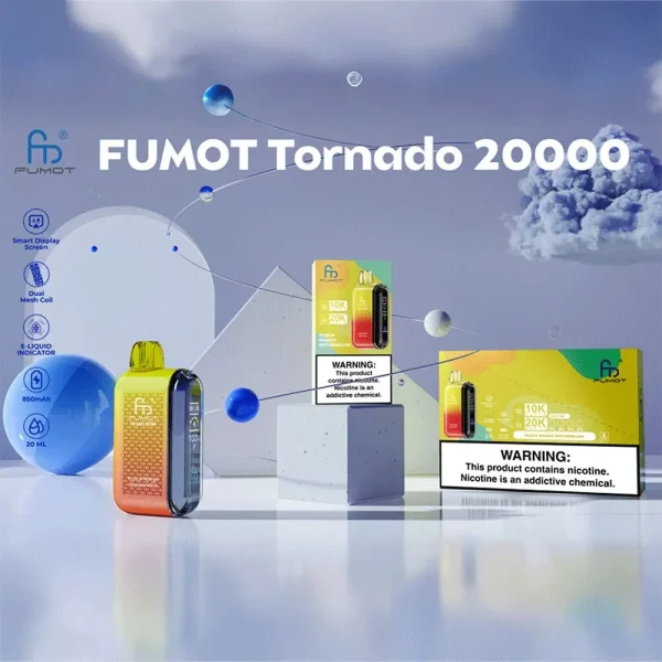 Fumot Tornado 20000 20K Puffs Vape Dual Mesh LED Display Disposable Vape