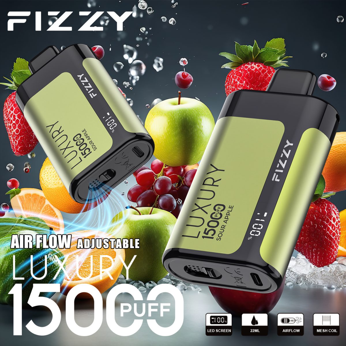 Fizzy Luxury 15000 15K Puffs Original Edition LCD Display Disposable Vape | Elevate Your Vaping Experience – Premium E-Cigarettes at MaxVapePro
