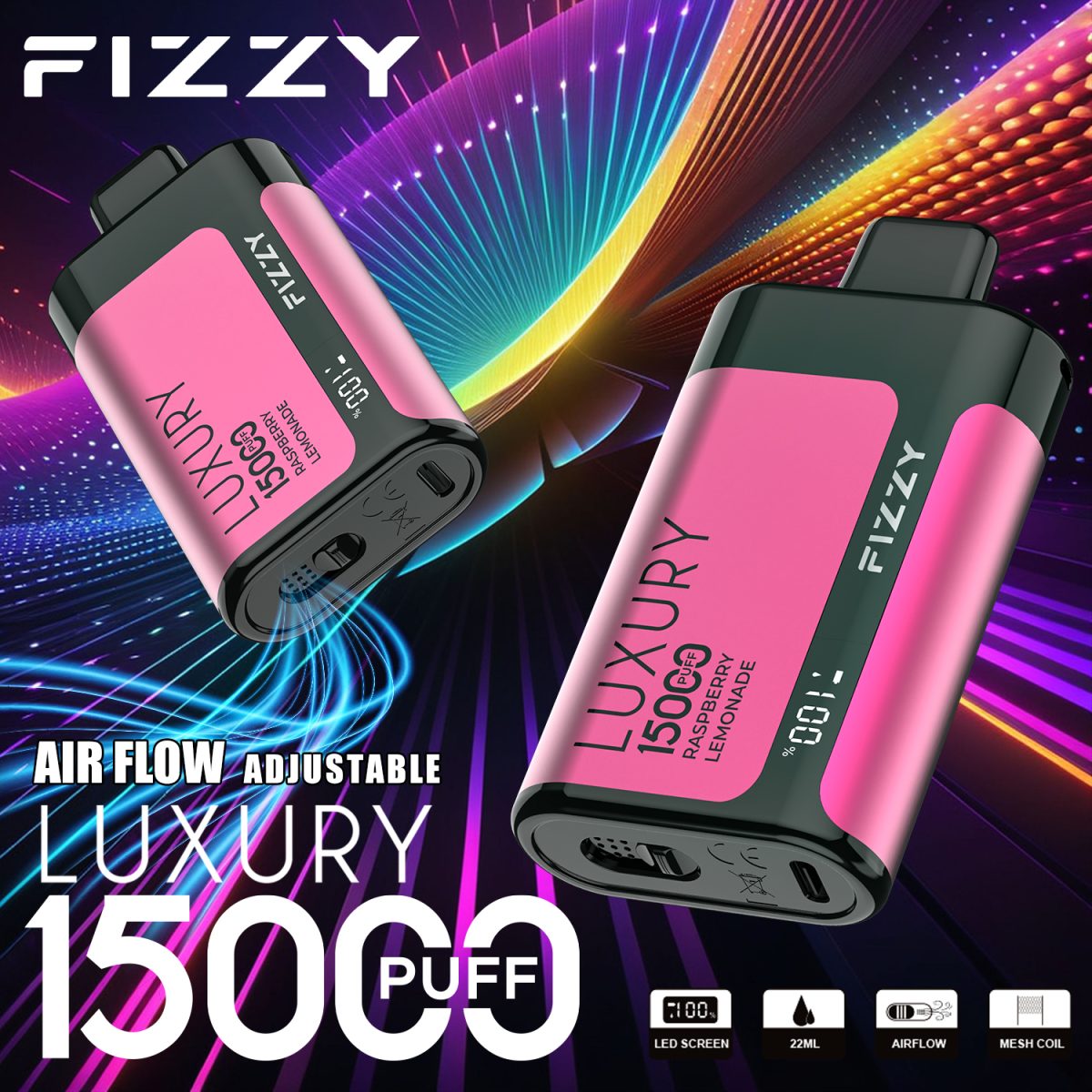 Fizzy Luxury 15000 15K Puffs Original Edition LCD Display Disposable Vape | Elevate Your Vaping Experience – Premium E-Cigarettes at MaxVapePro