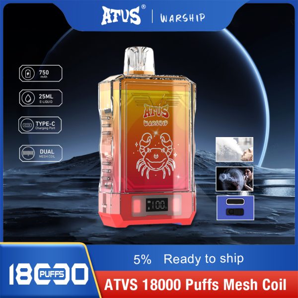 ATVS Disposable 18000 Puffs Disposable Vapes Pen 5% Low Nicotine Wholesale Bulk Buy Rechargeable