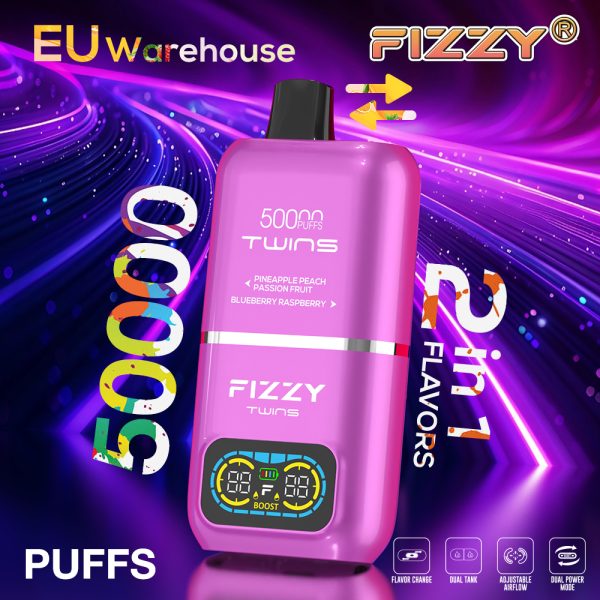 High Capacity Fizzy Twin 50000 Puffs Disposable Vape for Bulk Orders with 12 Delicious Flavor Selections
