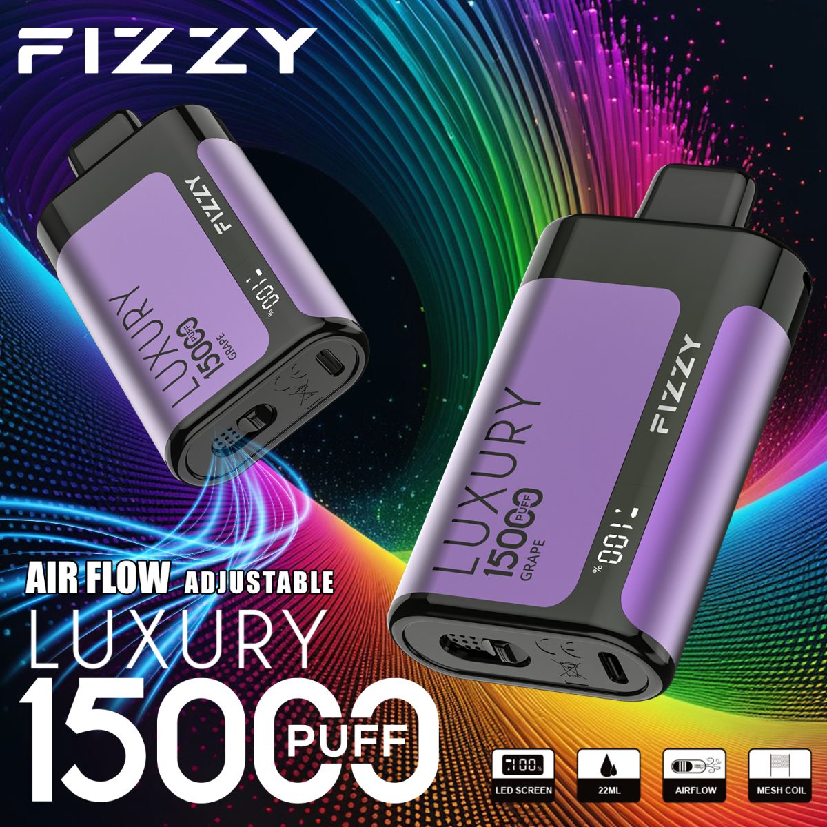 Fizzy Luxury 15000 15K Puffs Original Edition LCD Display Disposable Vape | Elevate Your Vaping Experience – Premium E-Cigarettes at MaxVapePro