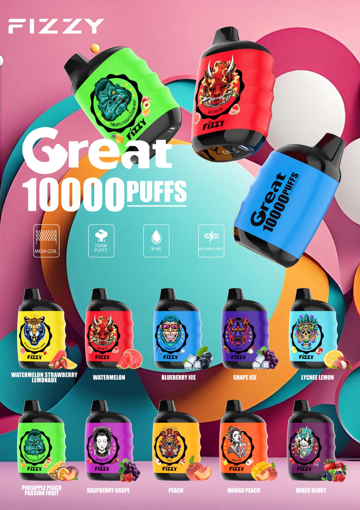 Fizzy Great 10000 10K Puffs 2% 5% Nicotine Original Edition Disposable Vape | Elevate Your Vaping Experience – Premium E-Cigarettes at MaxVapePro