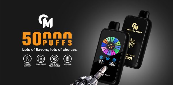 High Performance Crystal Mary Groove 50000 Puffs Rechargeable Vape With Dual Mesh Coil